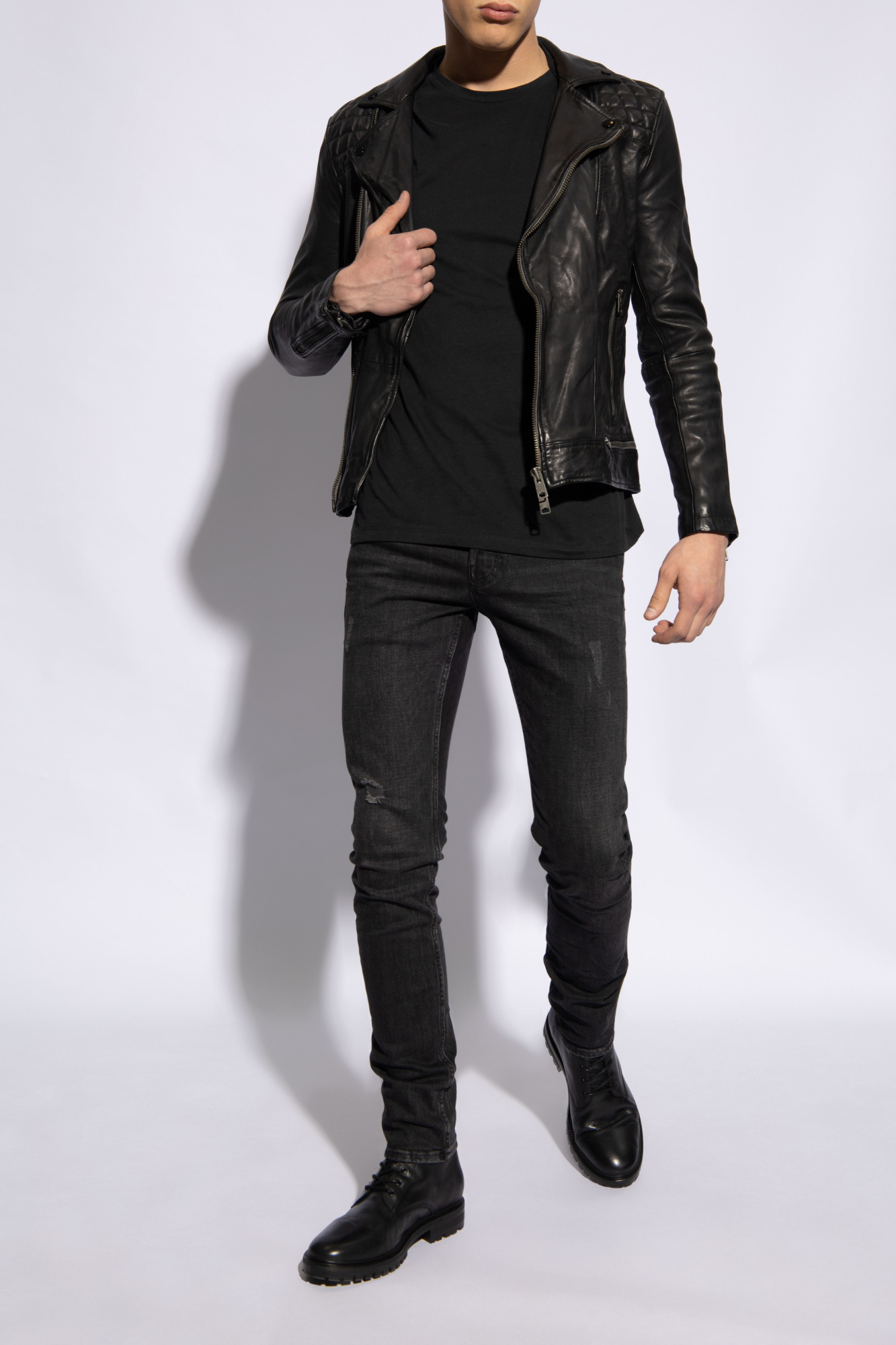 All saints store leather jacket conroy